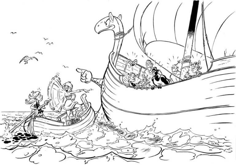 Dibujos de Abordaje De Barco Vikingo para colorear
