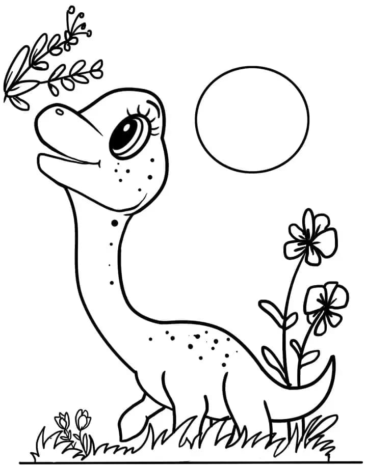 Dibujos de Adorable Braquiosaurio para colorear