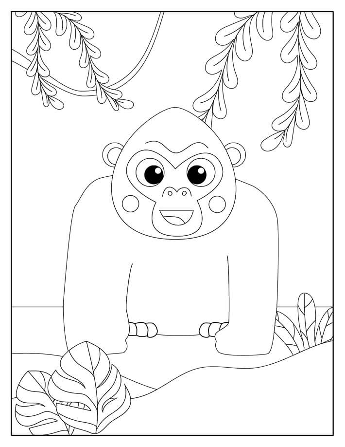 Adorable Gorila para colorir