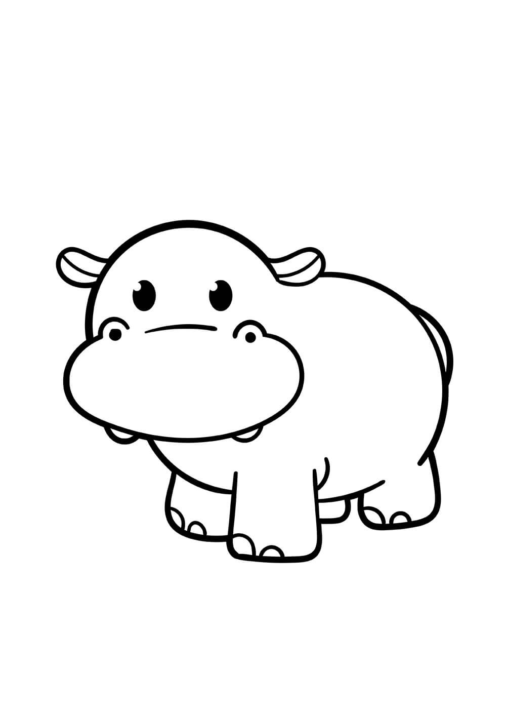 Dibujos de Adorable Hipopótamo para colorear
