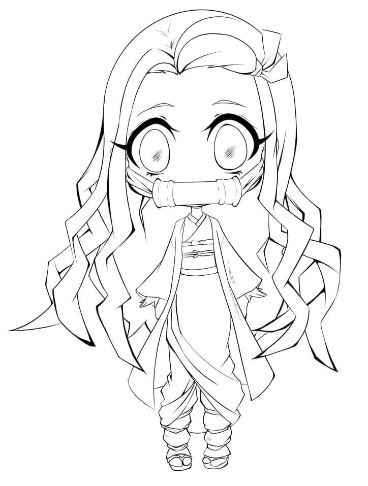 Dibujos de Adorable Nezuko para imprimir para colorear