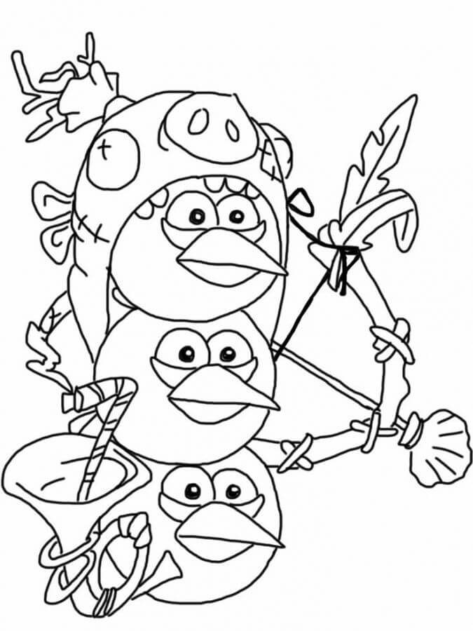 Adorables Angry Birds para colorir
