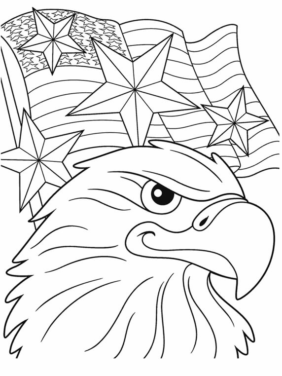 Dibujos de Águila con Bandera para colorear
