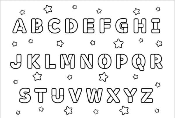 Dibujos de Alfabeto Con Estrellas para colorear