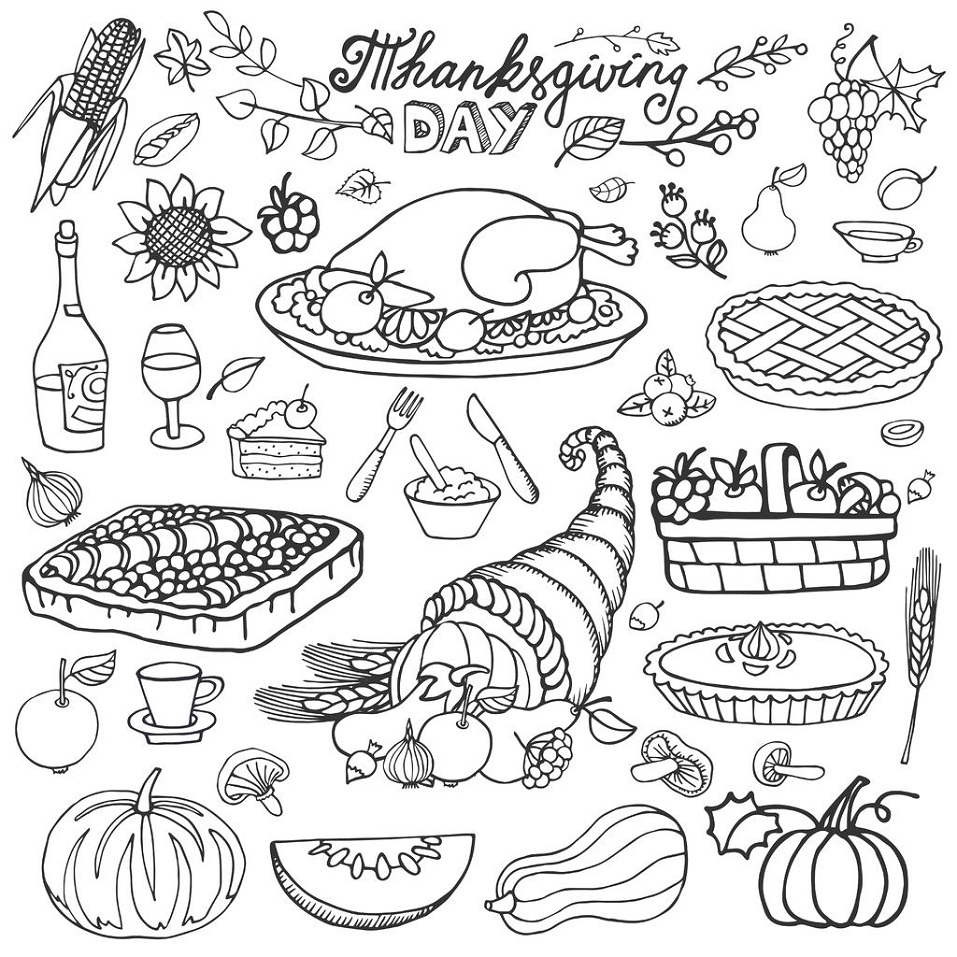 Alimentos para Acción de Gracias para colorir