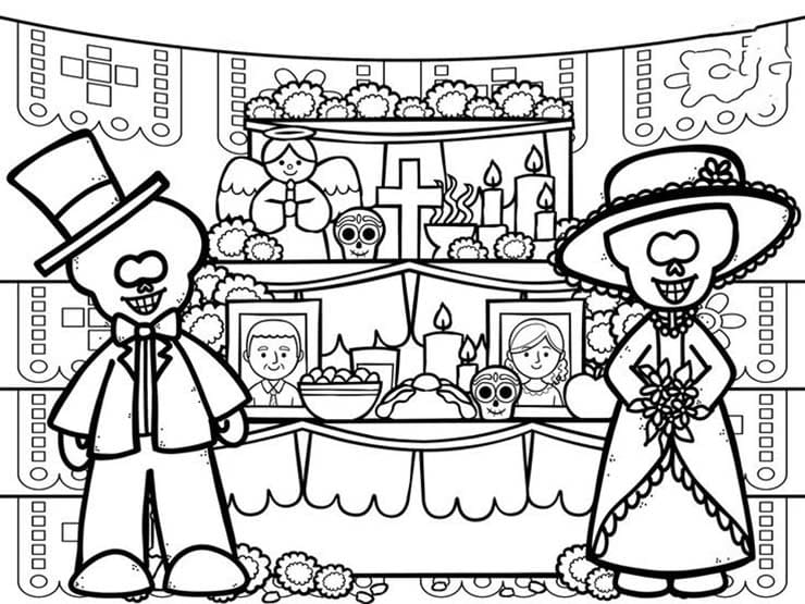 Dibujos de Altar de Muertos 3 para colorear