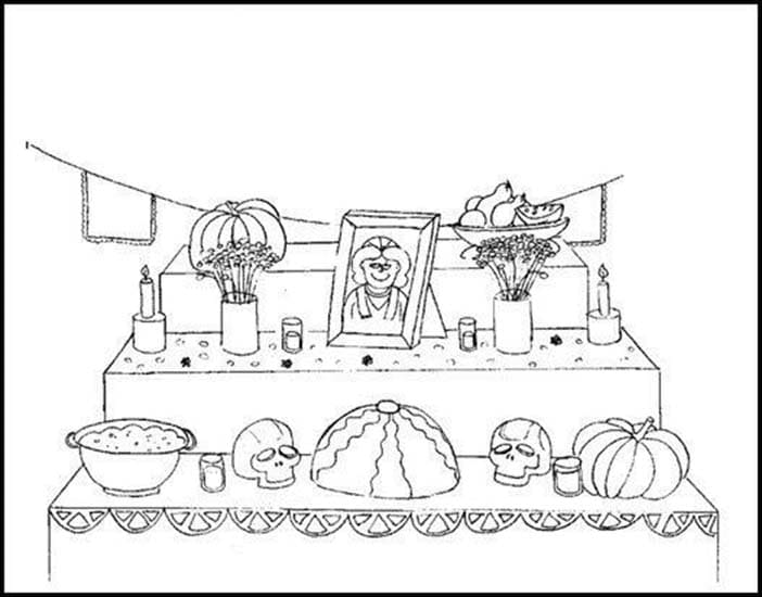 Dibujos de Altar de Muertos 5 para colorear