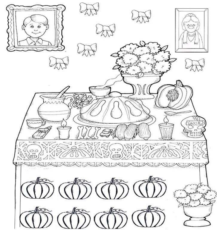 Dibujos de Altar de Muertos 6 para colorear