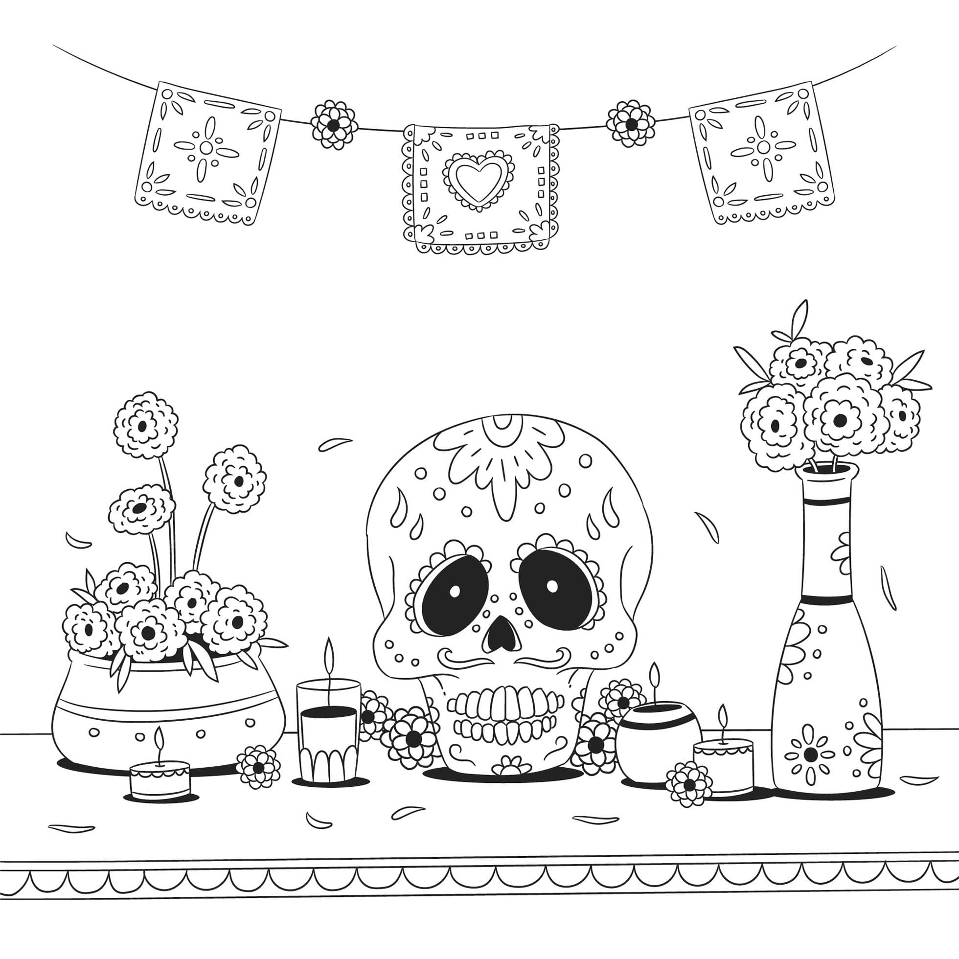Dibujos de Altar de Muertos fácil para colorear
