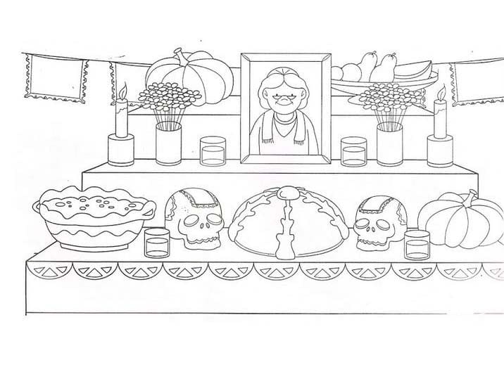 Dibujos de Altar de Muertos gratis para colorear