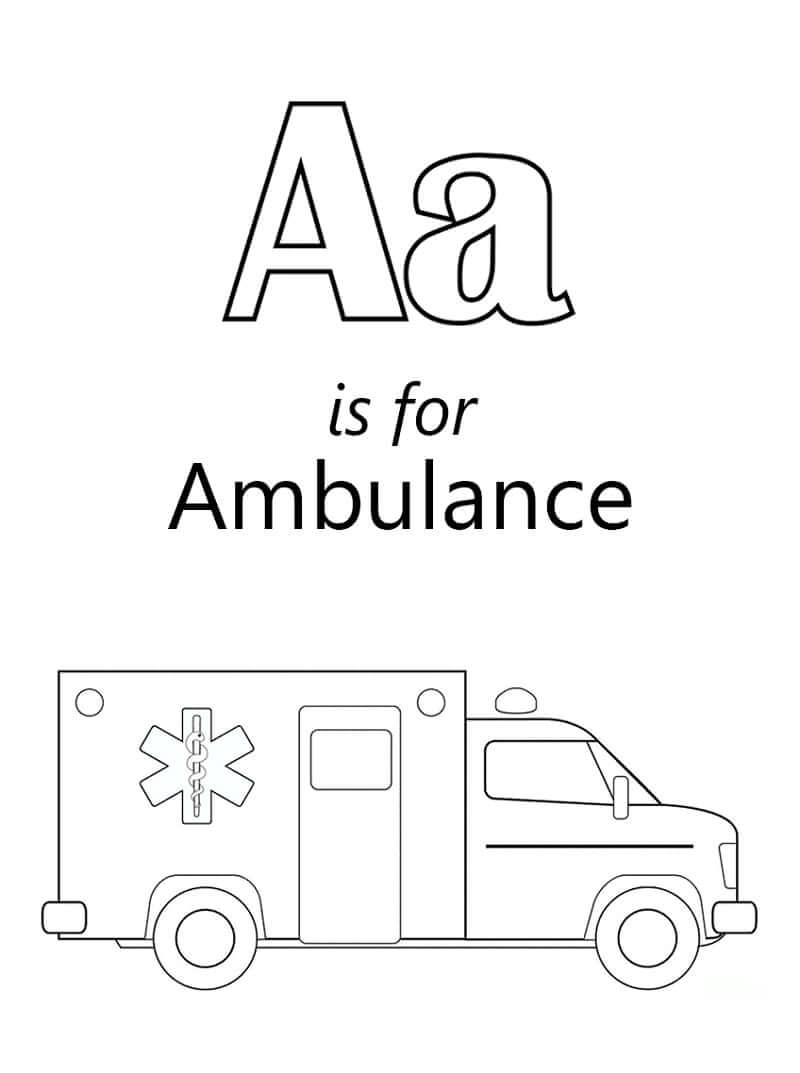 Dibujos de Ambulancia Letra A 1 para colorear