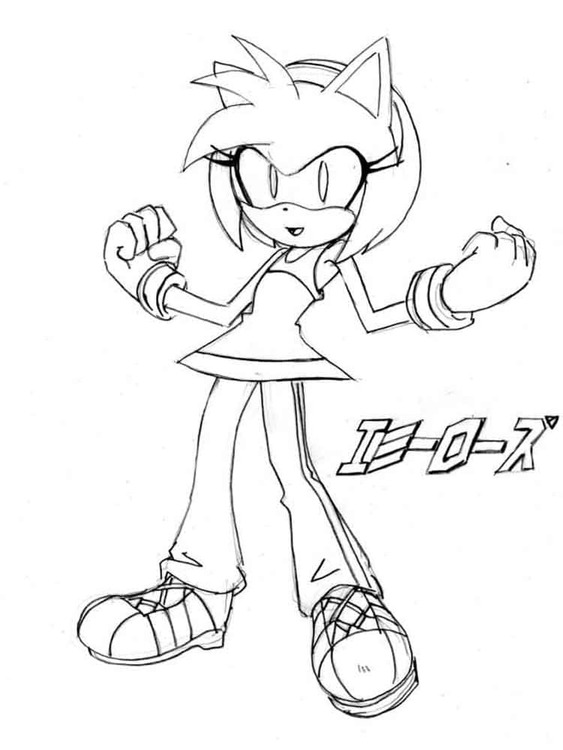 Dibujos de Amy Rose muy linda para colorear