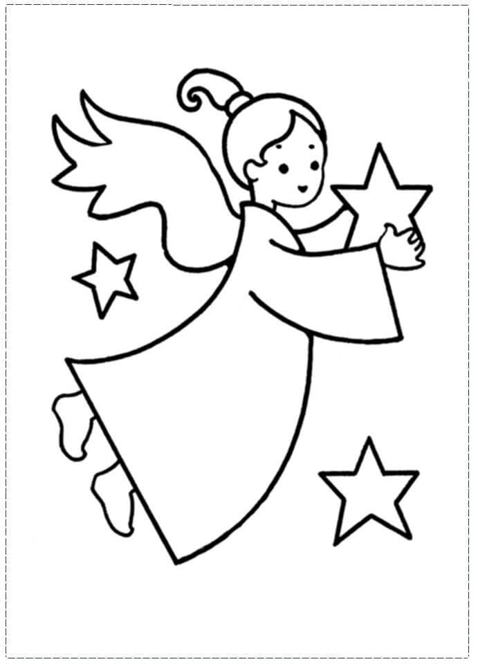 Dibujos de Ángel con Estrellas para colorear