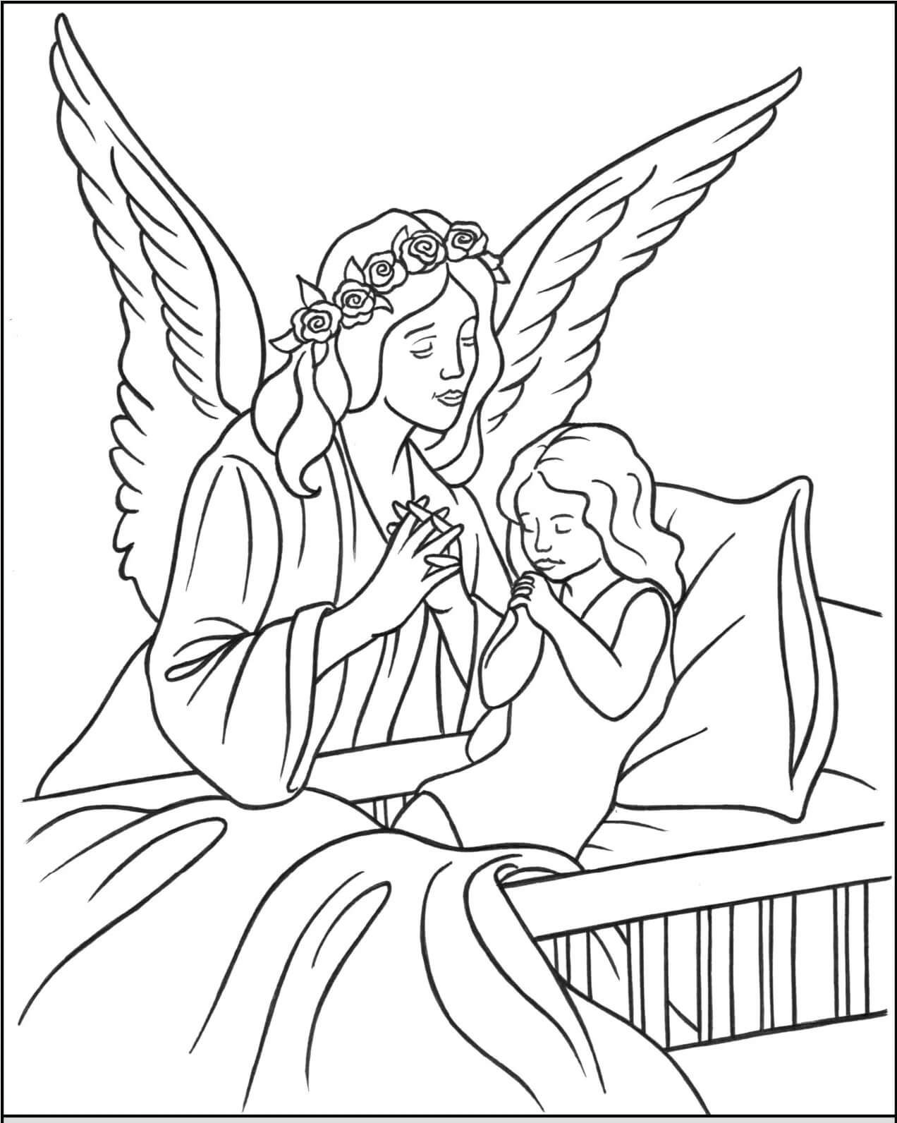 Angel con Niño para colorir
