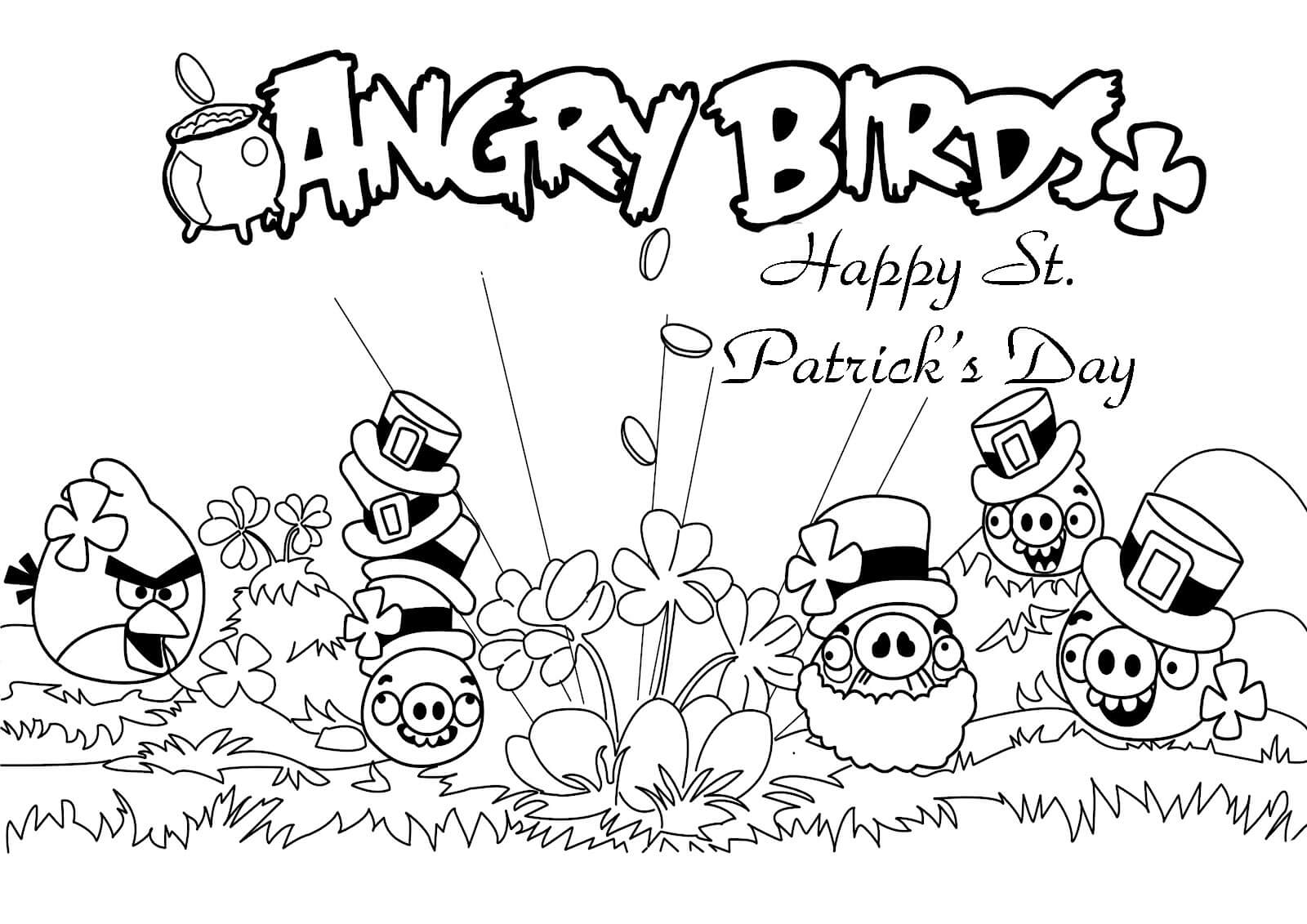 Angry Birds Feliz día de San Patricio para colorir
