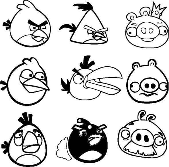 Dibujos de Angry Birds Todos los pájaros para colorear