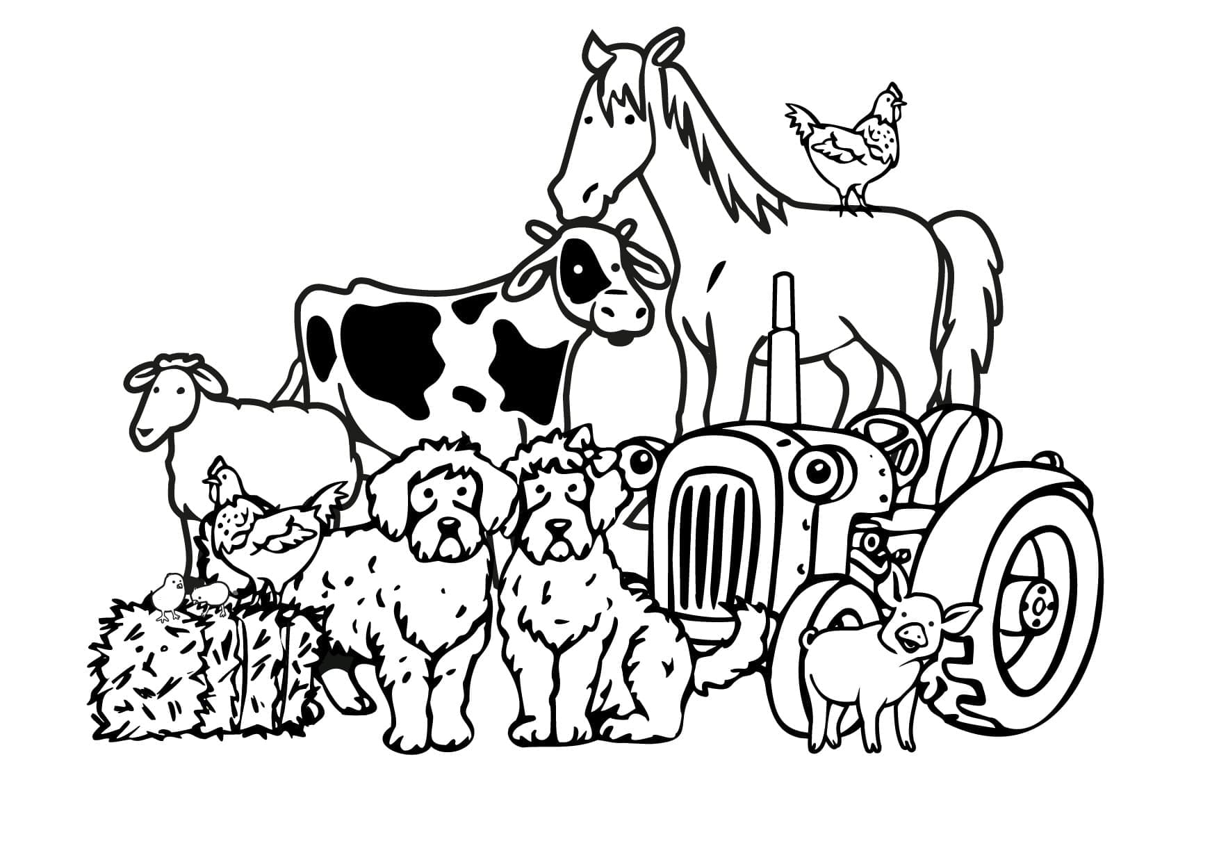 Animales de granja gratis para colorir