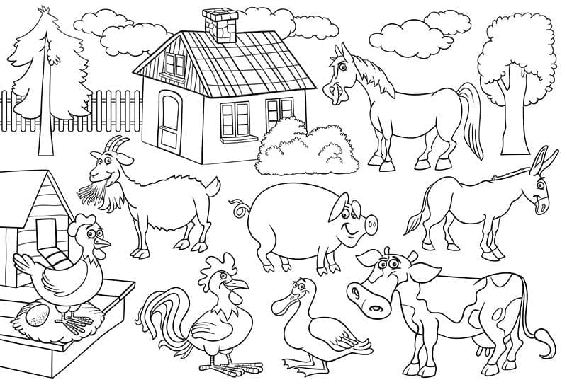 Dibujos de Animales de granja para imprimir para colorear