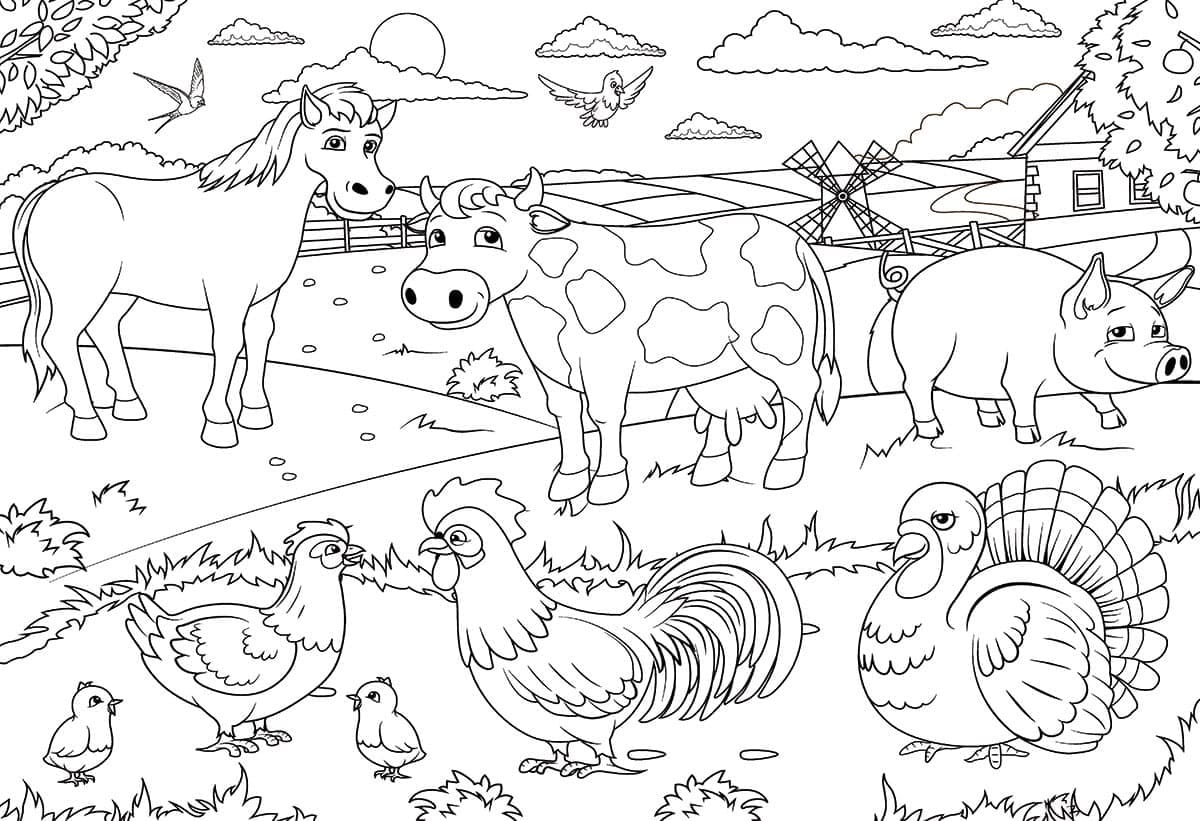 Animales de granja para imprimir para niños para colorir