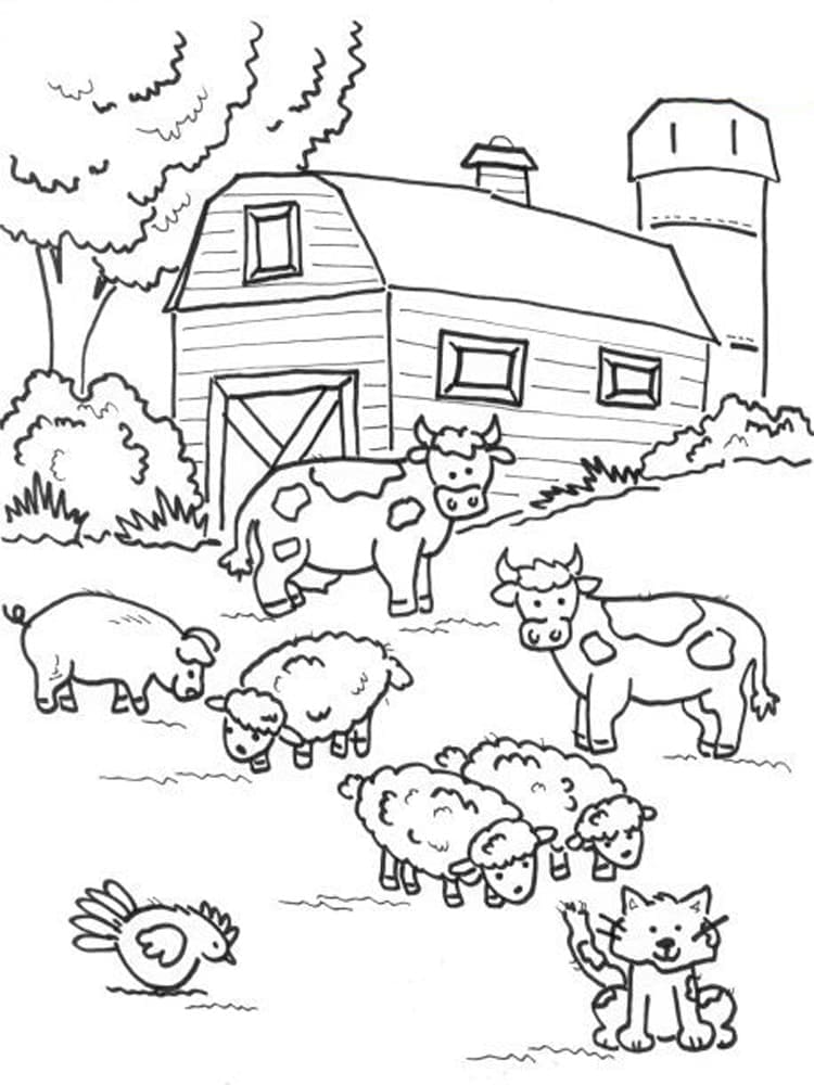 Animales de granja para niños para colorir