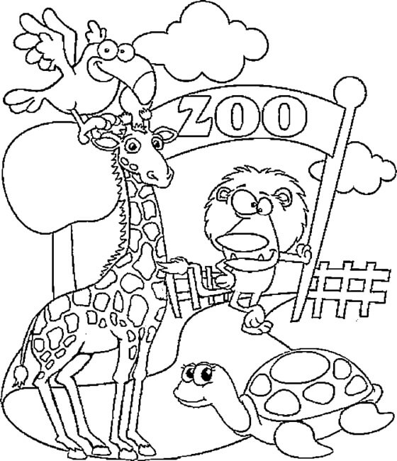 Dibujos de Animales Divertidos en el Zoológico para colorear