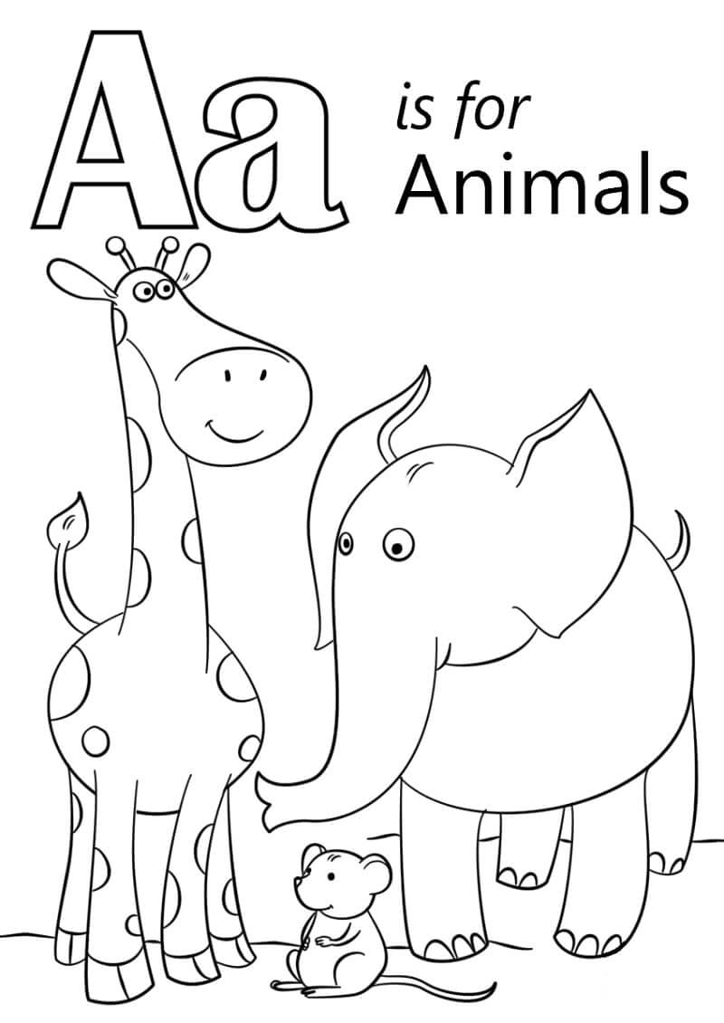 Dibujos de Animales Letra A para colorear