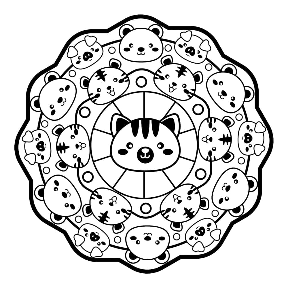 Dibujos de Animales mandala para niños para colorear