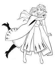 Anna Abraza a Elsa para colorir