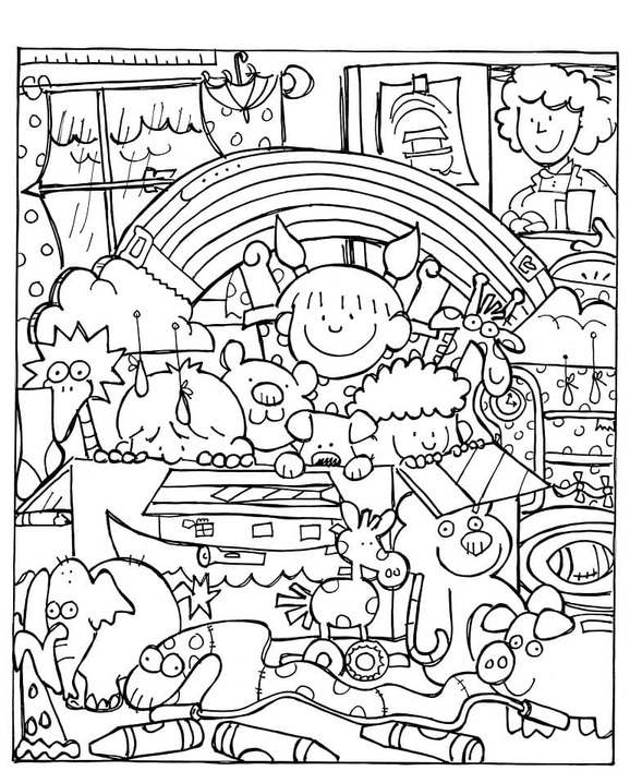 Dibujos de Arca de Noé básico en niños para colorear