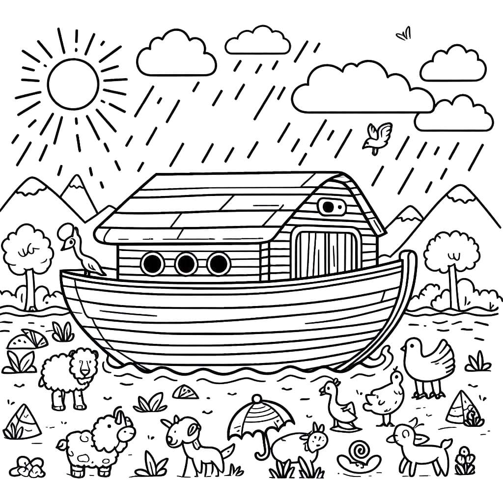 Dibujos de Arca de Noé imprimible gratis para colorear