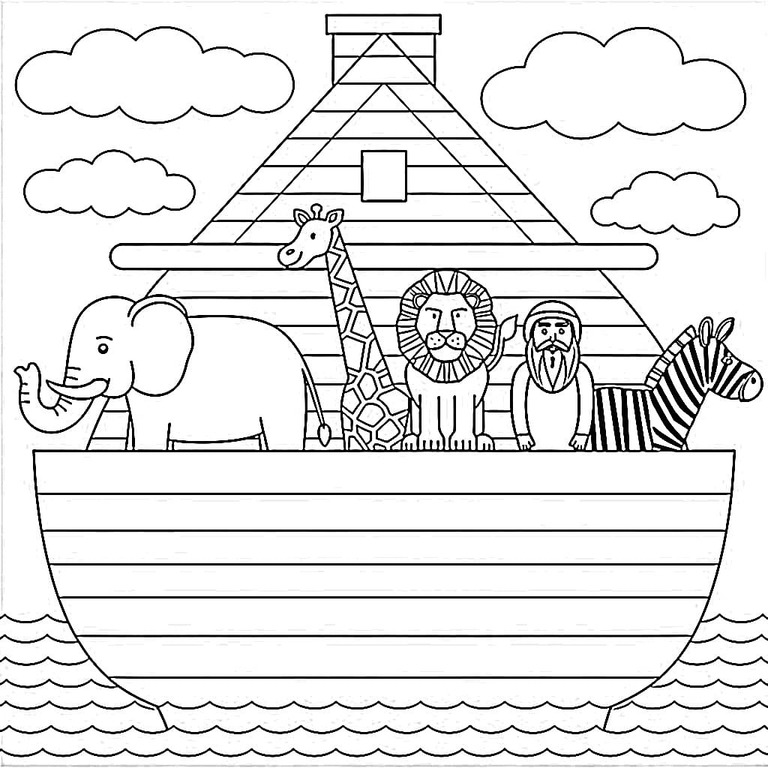 Dibujos de Arca de Noé sencillo para colorear