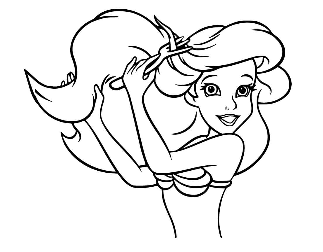 Dibujos de Ariel se Cortó el Pelo para colorear