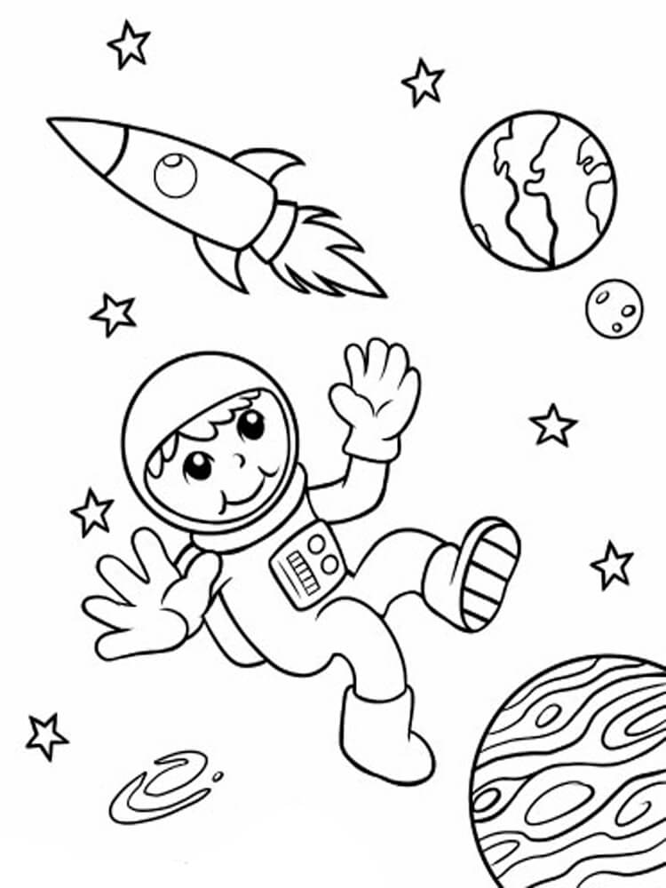 Dibujos de Astronauta chico Espacio Espacio para colorear