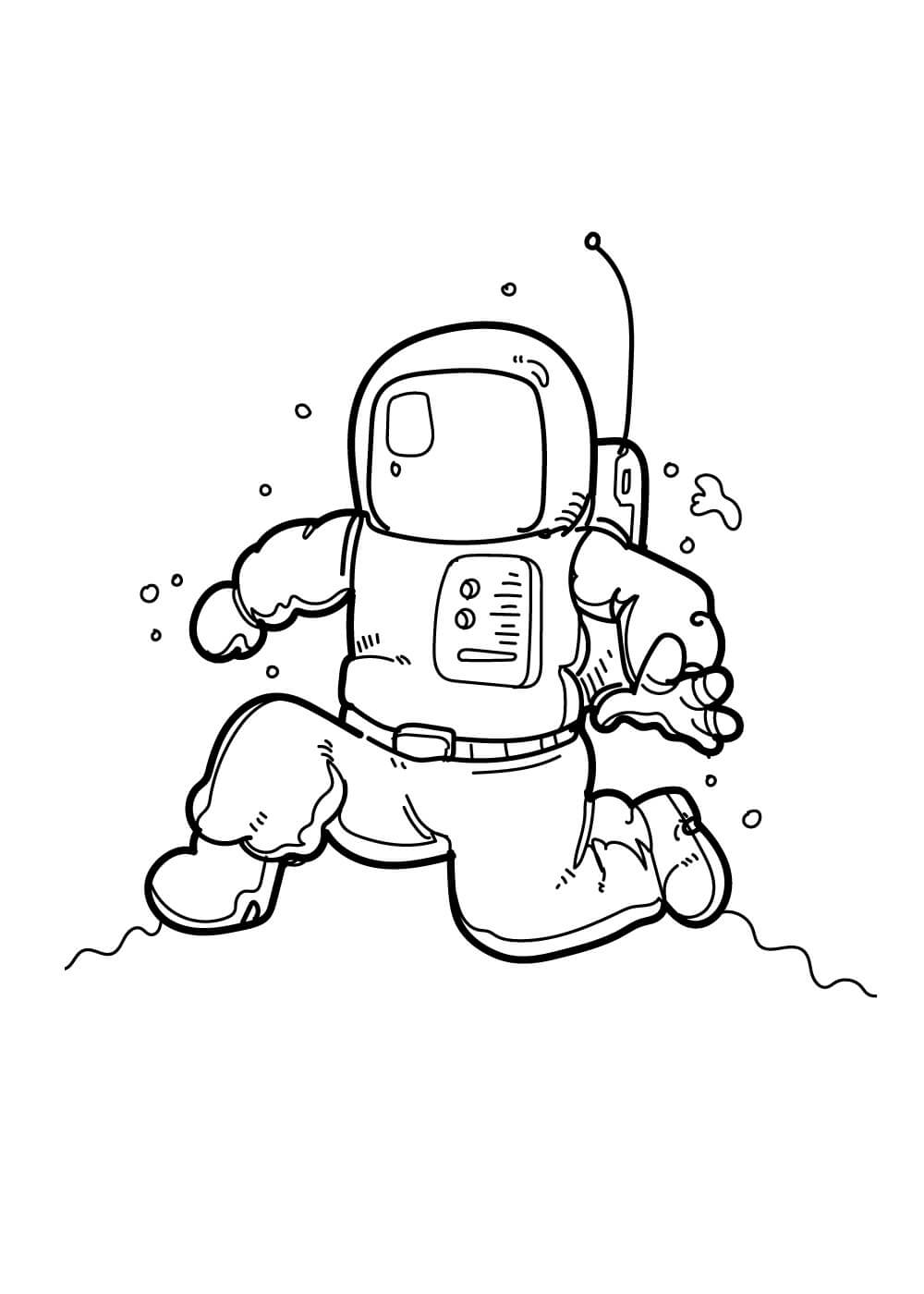 Astronauta Corriendo para colorir