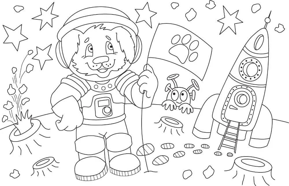 Astronauta de Animales de Dibujos Animados para colorir