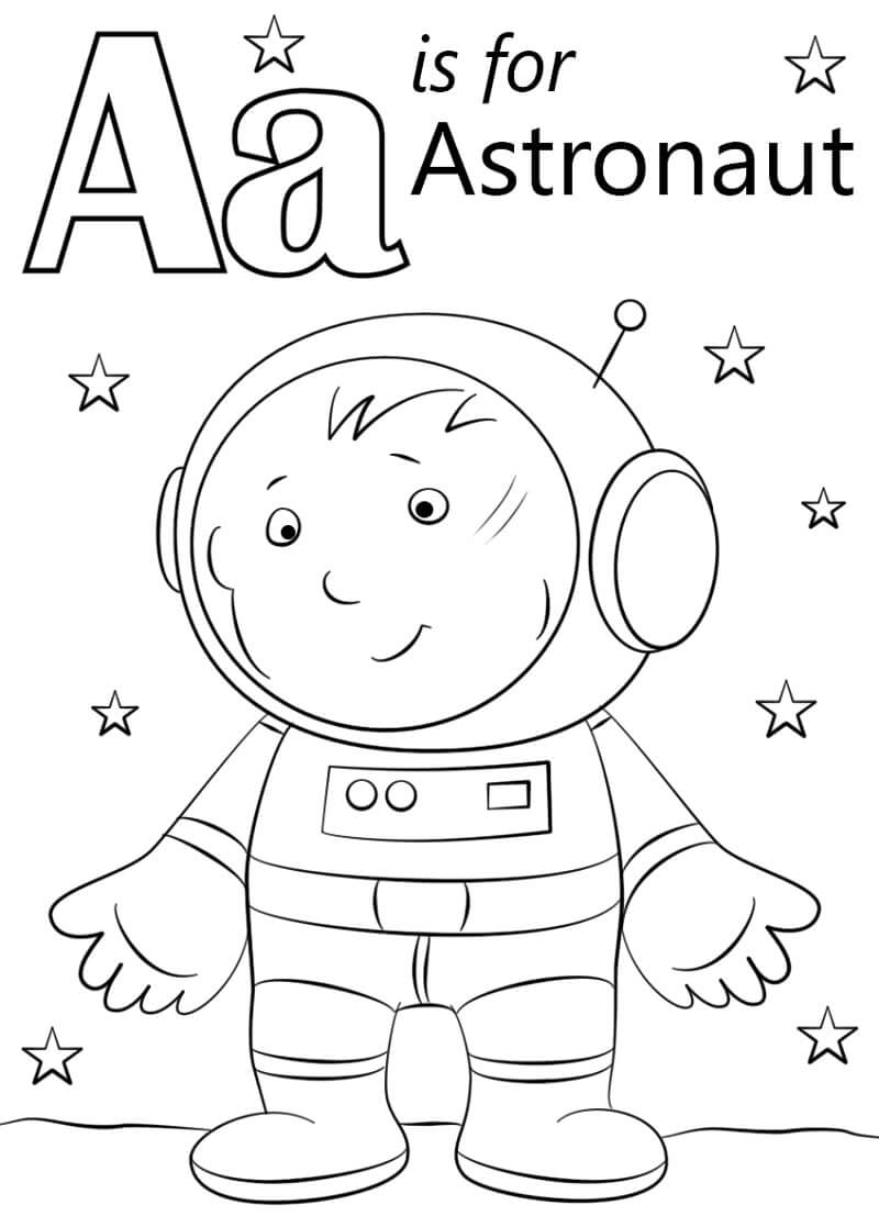 Astronauta, Letra a para colorir