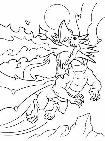 Ataque de Dragón para colorir