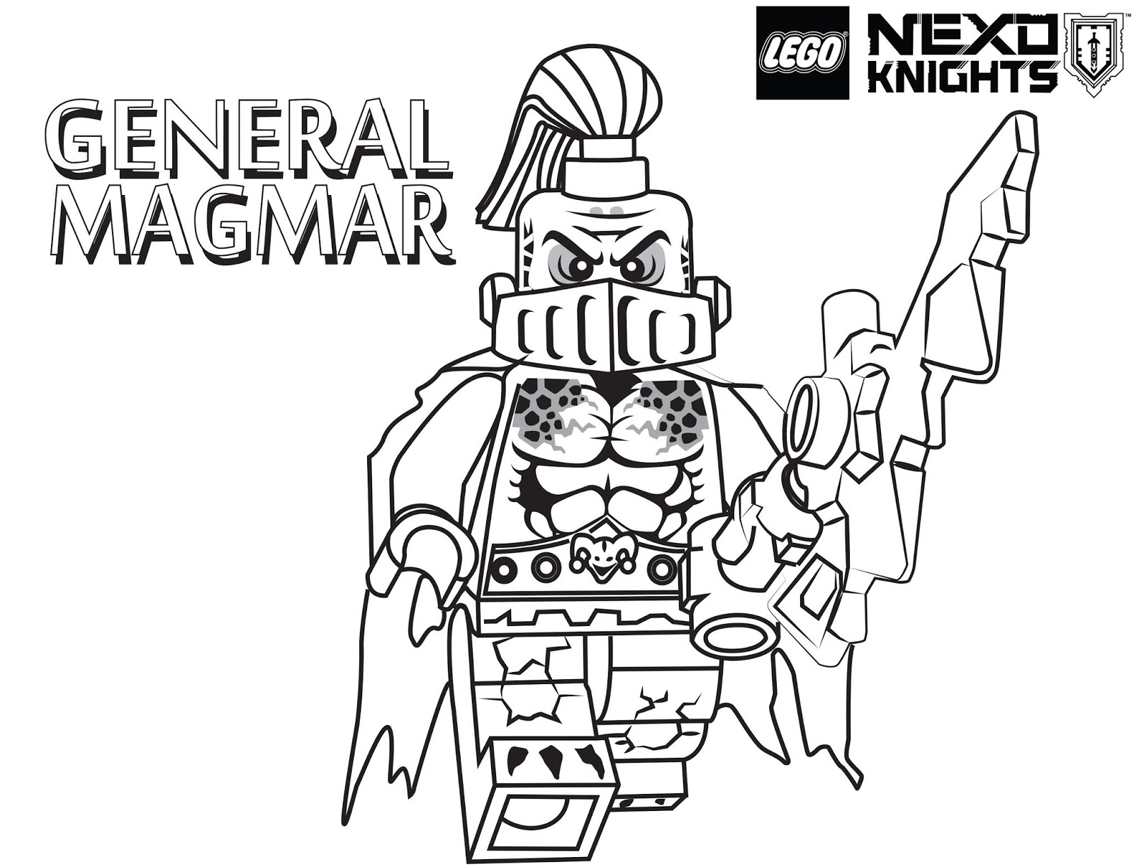 Aterrador General Magmar Caballero para colorir