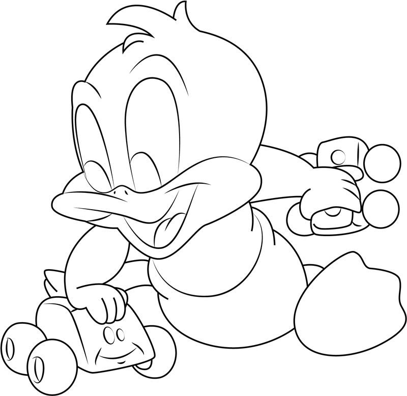 Baby Daffy Jugando A Los Coches para colorir
