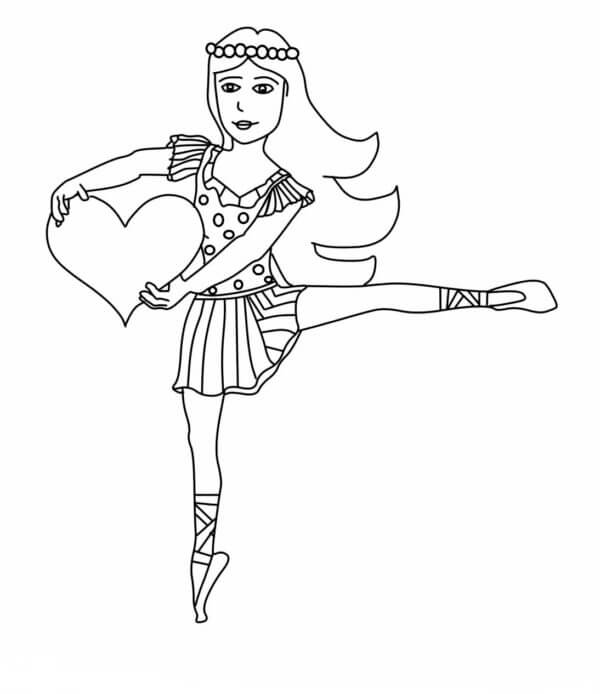 Dibujos de Bailarina Con Corazón para colorear