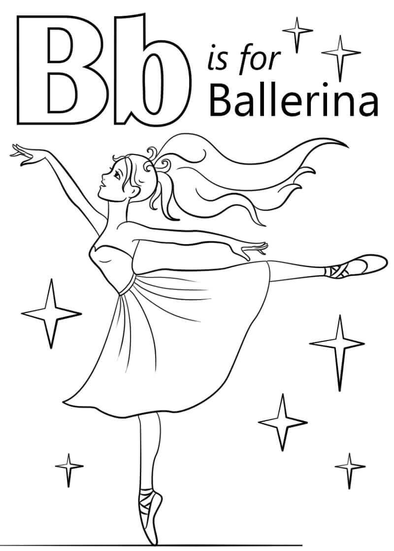 Bailarina, Letra b para colorir
