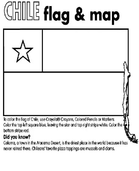 Dibujos de Bandera y mapa de Chile para colorear