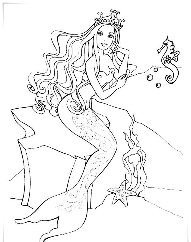Dibujos de Barbie Sirena Básico en niños para colorear