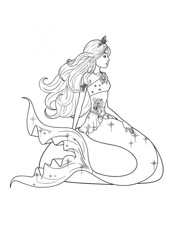 Dibujos de Barbie Sirena básico gratuito para colorear