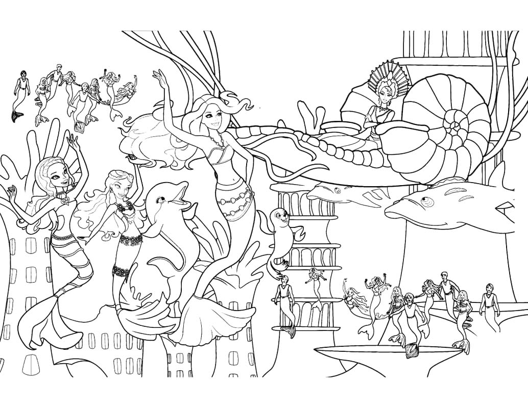 Dibujos de Barbie Sirena básico imprimible para colorear