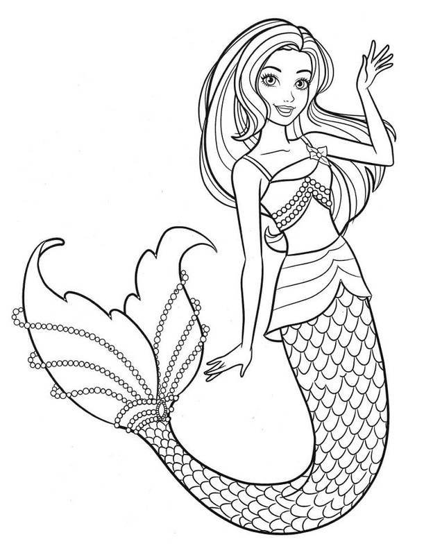 Dibujos de Barbie Sirena fácil gratuito para colorear