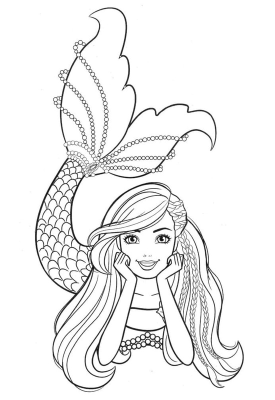 Dibujos de Barbie Sirena fácil imprimible para colorear