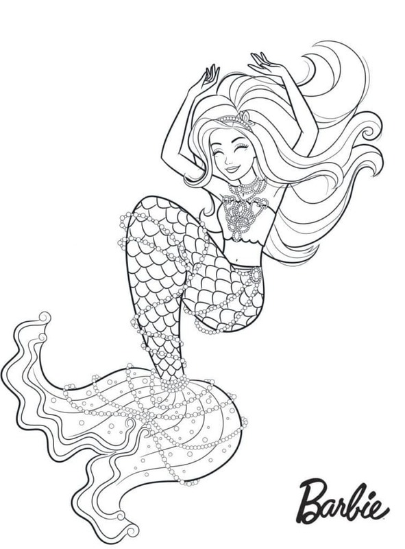 Dibujos de Barbie Sirena imprimible gratis para colorear