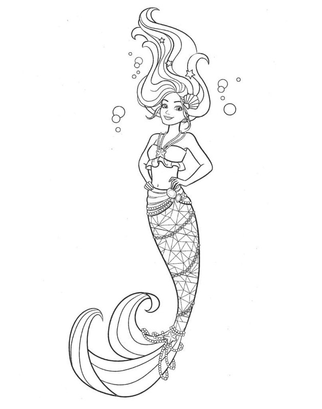 Dibujos de Barbie Sirena imprimible para colorear