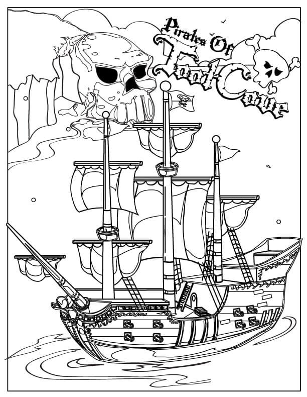 Dibujos de Barco Pirata Con Calavera para colorear